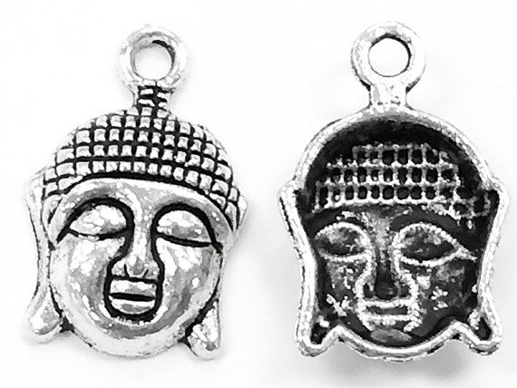 25 Pcs  Antique Silver Buddha head Pendant wholesale bulk (SKU# PP133) - BeadPrism