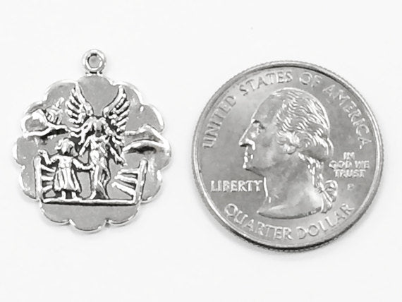 Guardian Angel Sterling Silver Charm Pendant - SP331 - BeadPrism