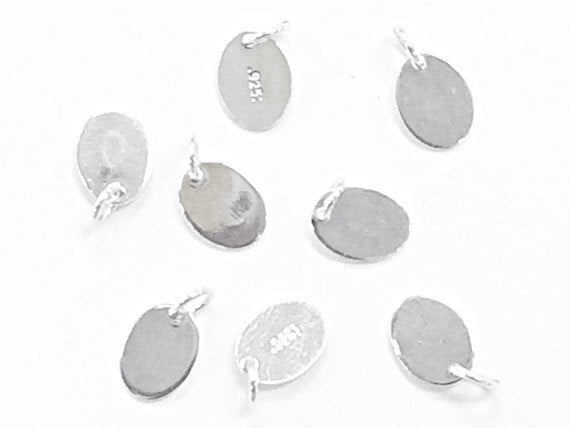 20 Pcs 925 Sterling Silver Oval Tag with Jump Rings 7.3 x 5.5 mm (SF1024) - BeadPrism