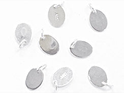 20 Pcs 925 Sterling Silver Oval Tag with Jump Rings 7.3 x 5.5 mm (SF1024) - BeadPrism