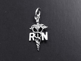 RN Healer Caduceus Sterling Silver Charm Pendant  - SP392 - BeadPrism