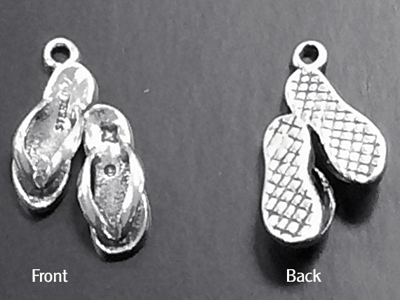 Sandals Flipflop Sterling Silver Charm Pendant  - SP127 - BeadPrism