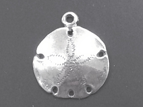 Sand Dollar Sterling Silver Charm Pendant 16mm x 19mm Sealife Charm, Sea Charm, Shell Charms - SP129 - BeadPrism