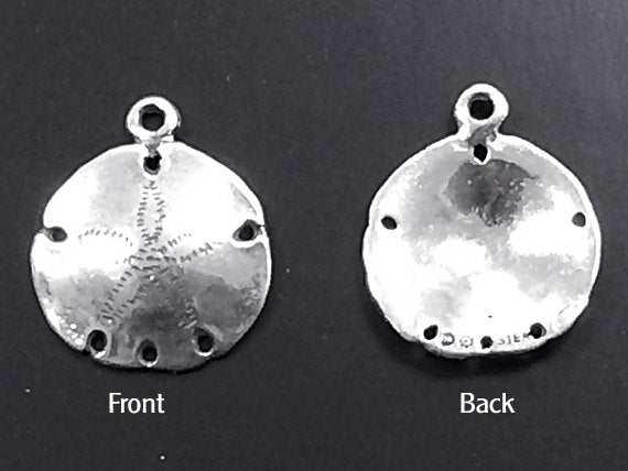Sand Dollar Sterling Silver Charm Pendant 16mm x 19mm Sealife Charm, Sea Charm, Shell Charms - SP129 - BeadPrism