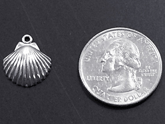 Sea shell Charm Pendant Sterling Silver - SP128 - BeadPrism