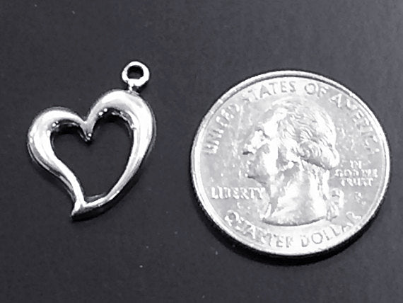 Heart Love Charm Sterling Silver with jump ring, valentine charm, heart charms, add a charm - SP141 - BeadPrism