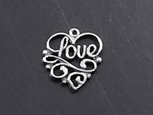 Load image into Gallery viewer, Heart Love Sterling Silver Filigree Charm Pendant, Choose Quantity - SP123 - BeadPrism