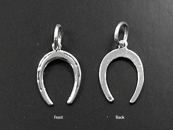 Horse shoe Wishbone Lucky  Sterling Silver small tiny Charm Pendant  - SP763 - BeadPrism