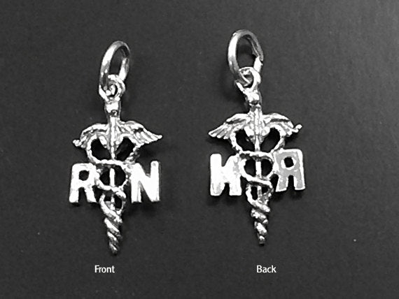 RN Healer Caduceus Sterling Silver Charm Pendant  - SP392 - BeadPrism