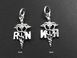 RN Healer Caduceus Sterling Silver Charm Pendant  - SP392 - BeadPrism
