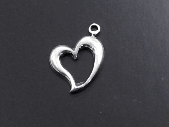 Heart Love Charm Sterling Silver with jump ring, valentine charm, heart charms, add a charm - SP141 - BeadPrism