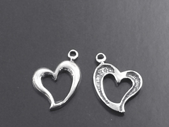 Heart Love Charm Sterling Silver with jump ring, valentine charm, heart charms, add a charm - SP141 - BeadPrism