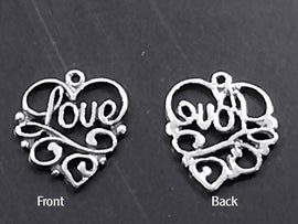 Heart Love Sterling Silver Filigree Charm Pendant, Choose Quantity - SP123 - BeadPrism