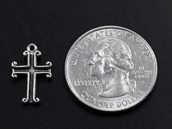 Cross Religious Charm Pendant Sterling Silver  - SP102 - BeadPrism