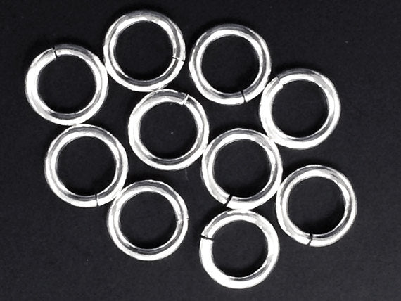 Sterling silver Jump Rings SNAPEEZ, OPEN 10 pcs Bulk 10 mm 14 gauge ga g thick - SnapeezSS10-10 - BeadPrism