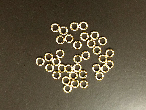 14k Gold Filled Jump Rings Jumplocks OPEN, 50 pcs Bulk 4 mm 20 gauge ga g thick wholesale - JL04Gf50 - BeadPrism
