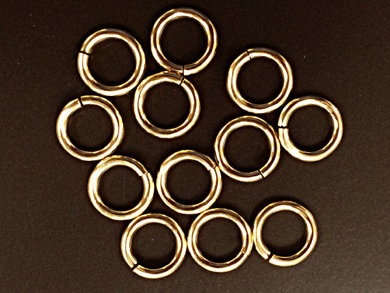 14k Gold Filled Jump Rings, Jumplocks OPEN, 25 pcs, 8 mm, 16 gauge ga g thick, wholesale - JL08Gf25 - BeadPrism
