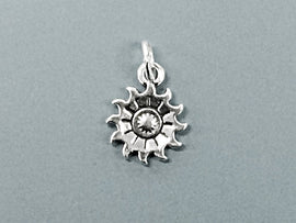 Sun Sterling Silver Charm, Celestial Charm, stamped 925, Made in USA, 12mm x 8mm  - SP649 - BeadPrism