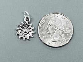 Sun Sterling Silver Charm, Celestial Charm, stamped 925, Made in USA, 12mm x 8mm  - SP649 - BeadPrism
