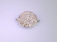Load image into Gallery viewer, Micro Rhinestone Pave Set Round Disc Sundial  with Loops Connector Silver Plated - RF102SP - BeadPrism