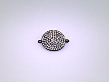Load image into Gallery viewer, Micro Pave Set Rhinestone Round Disc Sundial  with Loops Connector  Black Gun Metal Finish - RF102GM - BeadPrism