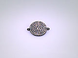 Micro Pave Set Rhinestone Round Disc Sundial  with Loops Connector  Black Gun Metal Finish - RF102GM