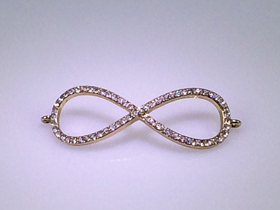 Infinity Micro Rhinestone Pave Set with Loops Connector Gold Plated, Infinity Link - RF105GP - BeadPrism
