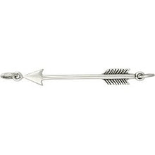 Load image into Gallery viewer, Arrow link connector Charm Sterling Silver, 1.5" Double Loop Arrow, Archery Pendant -SP923 - BeadPrism