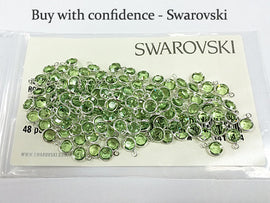 60 Pcs Crystal Birthstone Charm 6mm Swarovski Bezel set Sterling Silver 5 of each month - CC6S-SET60 - BeadPrism