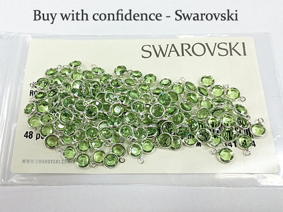 10 Swarovski Crystal Birthstone Links Sterling Silver Plated connectors Choose color - CLK6S-XXXX10 - BeadPrism