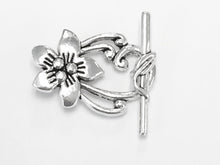 Load image into Gallery viewer, Silver Large Flower Toggle Clasp 5 sets PEWTER - PBF307 - BeadPrism