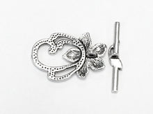 Load image into Gallery viewer, Silver Large Flower Toggle Clasp 5 sets PEWTER - PBF307 - BeadPrism