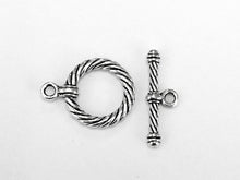 Load image into Gallery viewer, 10 Sets Silver Toggle Clasps, Antique Silver PEWTER, Large Toggle clasps 24mm Toggle clasps - PBF347 - BeadPrism