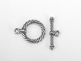 10 Sets Silver Toggle Clasps, Antique Silver PEWTER, Large Toggle clasps 24mm Toggle clasps - PBF347 - BeadPrism