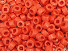 Load image into Gallery viewer, 100 Mykonos Mini Tubes, 6mm X 4mm Neon Orange Greek Ceramic Spacer Beads  (SKU#CT1#34) - BeadPrism