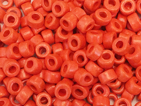 100 Mykonos Mini Tubes, 6mm X 4mm Neon Orange Greek Ceramic Spacer Beads  (SKU#CT1#34) - BeadPrism