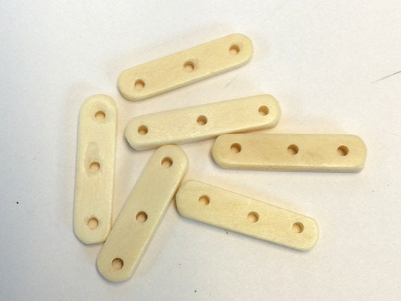 25 Pcs Bone Spacers 3 Hole Cream 33mm Native American Craft Supplies 2mm hole Separator Bars - BSP3W - BeadPrism