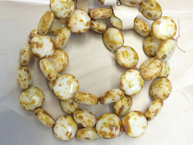 White Glass Bead, Picasso, Czech Round Beads 10mm, 15 Pcs - CZB024 - BeadPrism