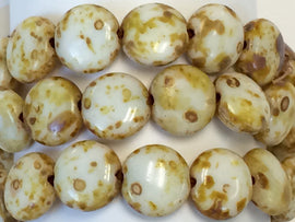 White Glass Bead, Picasso, Czech Round Beads 10mm, 15 Pcs - CZB024 - BeadPrism