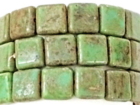 Green Glass Bead, Picasso, Czech Square  Beads 10mm, 15 Pcs - CZB053 - BeadPrism