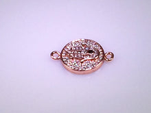 Load image into Gallery viewer, Hamsa Micro Rhinestone Pave Set Disc with Loops Connector Hand of Fatima Rose Gold Plated - RF103RG - BeadPrism