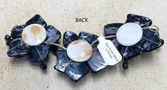 3 Shell and Crystal Flower Center Piece  for Necklace, 6 Inch  - MS10- Flower - BeadPrism