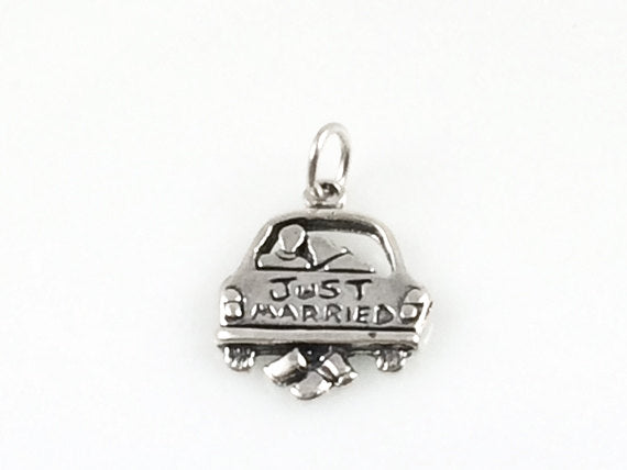 Just Married Charm,  925 Sterling Silver Charms & Necklace, Wedding Charms, Marriage Charms - SP457 - BeadPrism