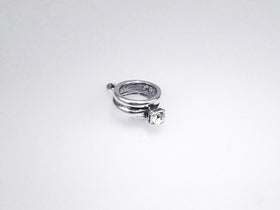 Engagement Wedding Ring Charm with Cubic zirconia 925 Sterling Silver Charms, Wedding Charms - SP208 - BeadPrism