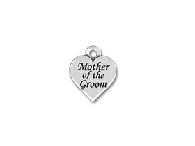 10 Pcs Mother of the Groom Heart Pewter Charm Pendant 18mm Wedding Charms Marriage Charms - PPP857 - BeadPrism