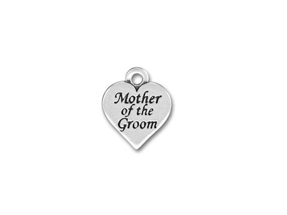 10 Pcs Mother of the Groom Heart Pewter Charm Pendant 18mm Wedding Charms Marriage Charms - PPP857 - BeadPrism