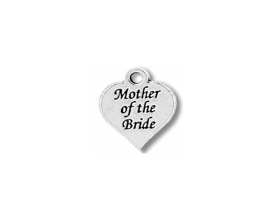10 Pcs Mother of the Bride Charms, Silver 18mm Pewter Charm Pendant, Wedding Marriage Charm - PPP854 - BeadPrism