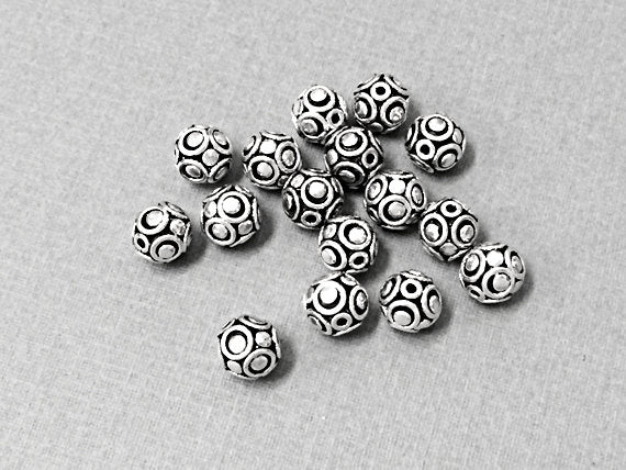 Bali Beads Oxidized Antiqued Sterling Silver 2 Pcs, 925 Sterling Silver - VJ69 - BeadPrism