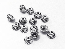 Load image into Gallery viewer, Bali Beads Cap Oxidized Antiqued Sterling Silver 2 Pcs, 925 Sterling Silver - AS704 - BeadPrism