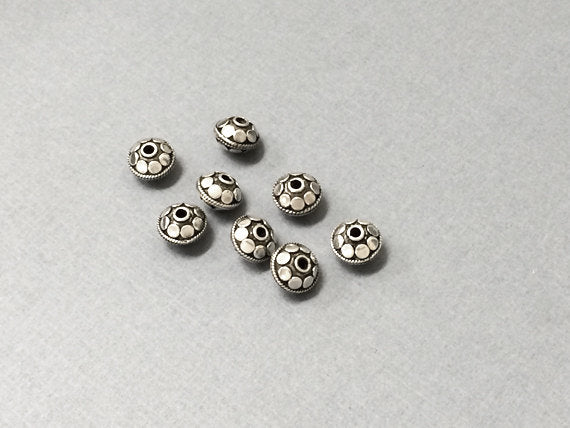 Bali Beads Oxidized Antiqued Sterling Silver 2 Pcs, 925 Sterling Silver - VJ167 - BeadPrism